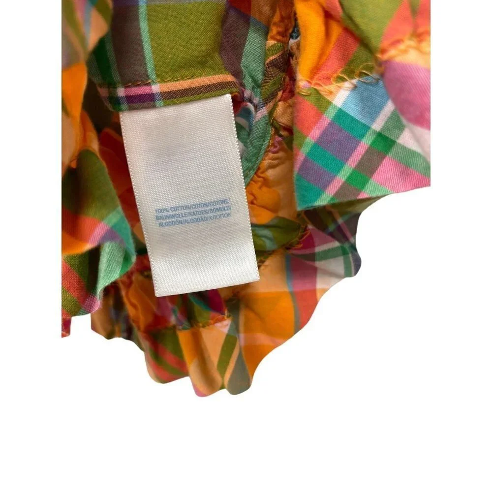 Ralph Lauren Girl Plaid Peasant Fall Dress Orange Green Mustard Girls Size 9M